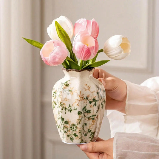 Vintage Pastoral Octagonal Vase