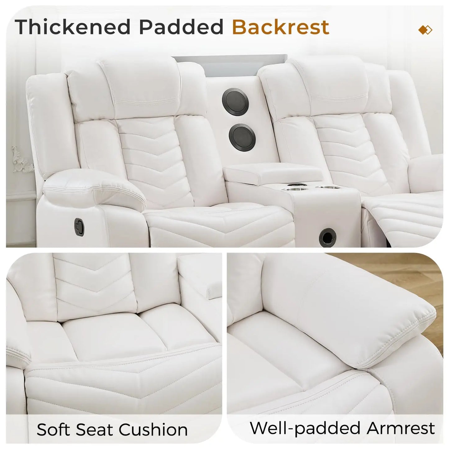 TODRANI Manual Recliner Loveseat with Bass Speaker