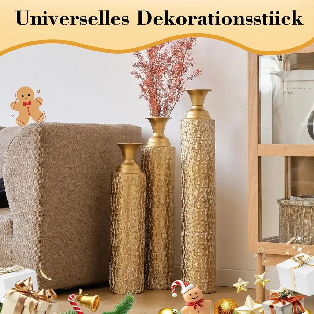 Vases Tall Set of 3 Extra Large Metal Floor Vases