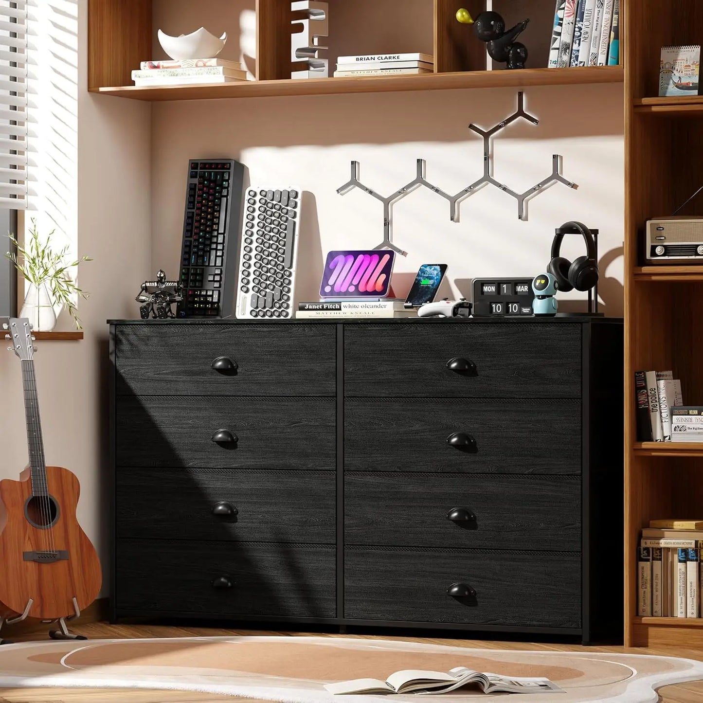 Wide Dresser with 8 Fabric Drawers