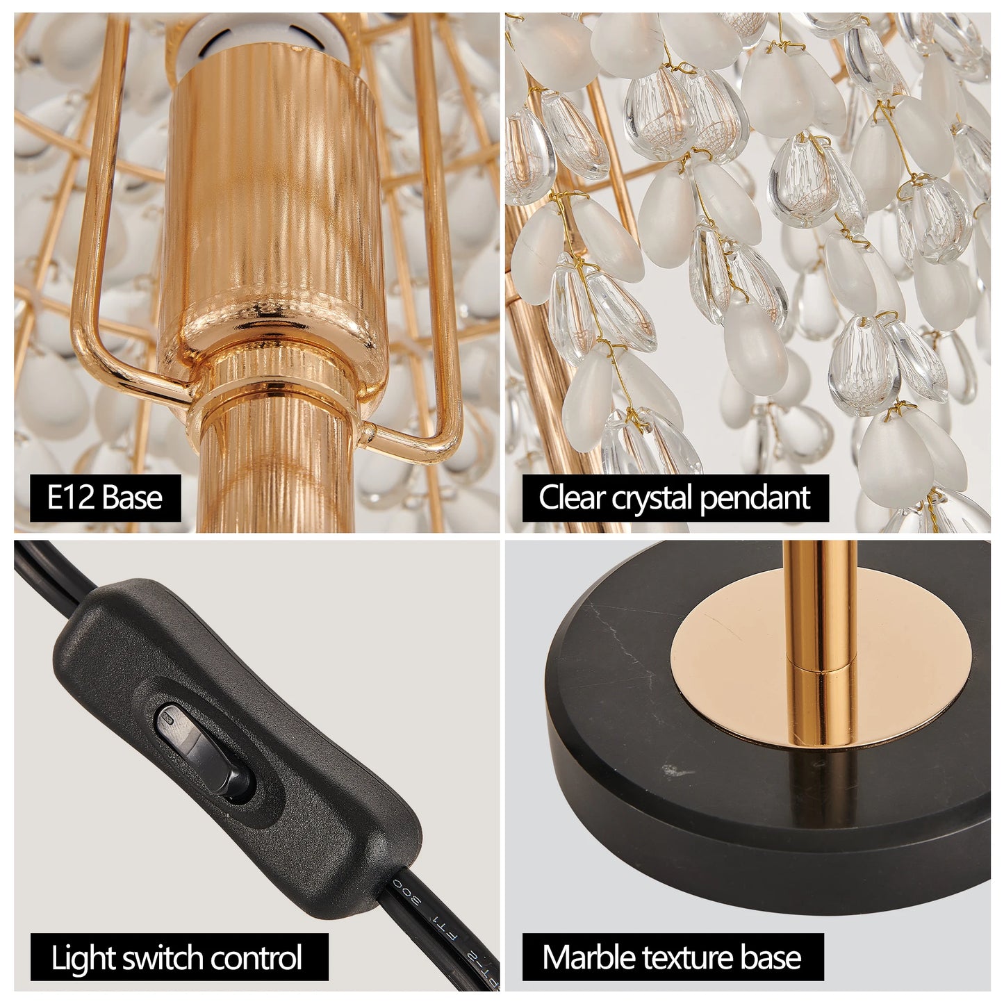 19"Elegant Crystal Table Lamp