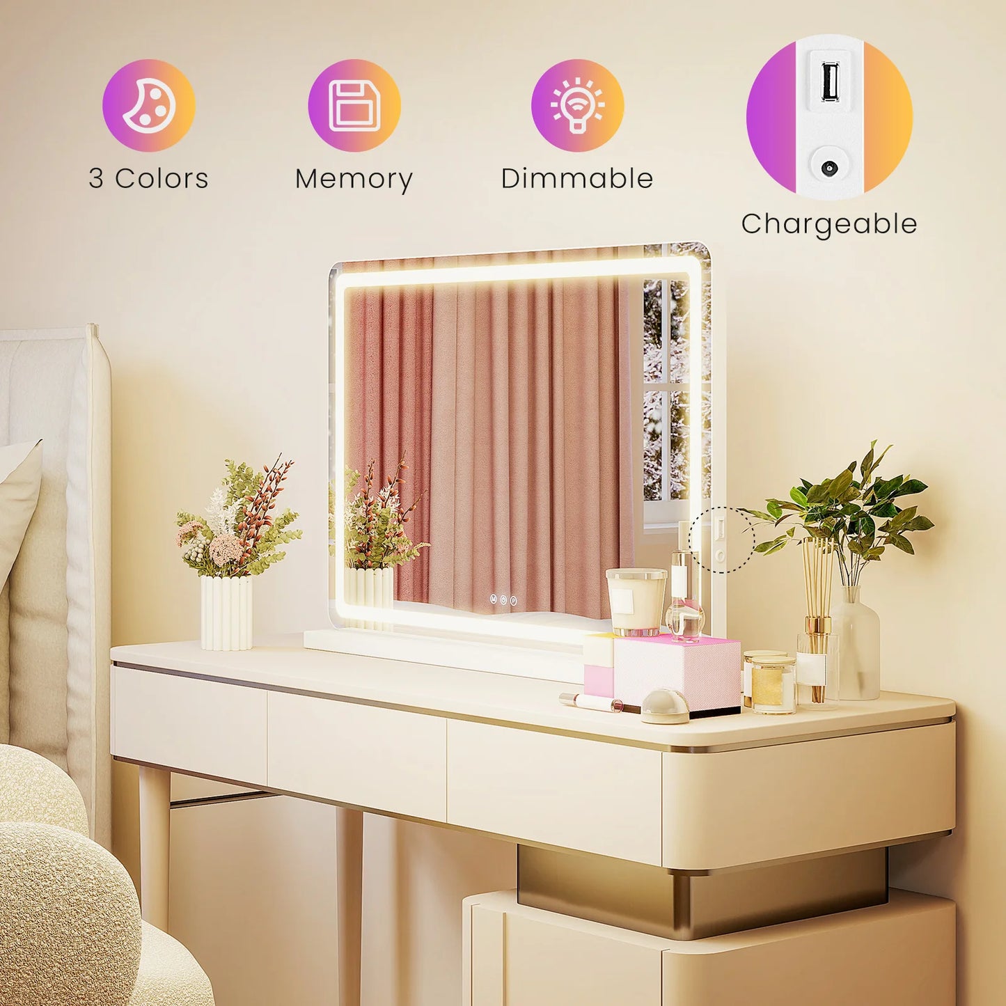 LED Vanity Mirror With Lights Aluminum Frame