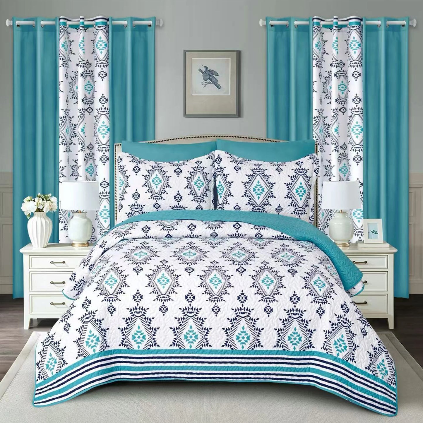10 Pcs Printed Bedspread Set