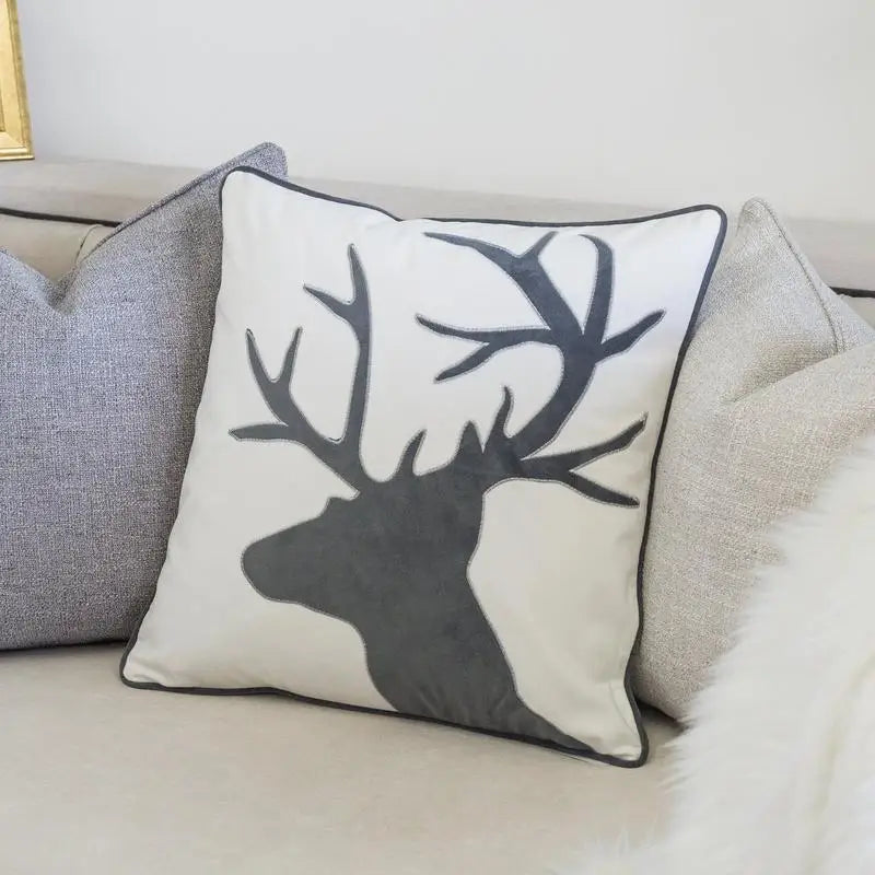 Holiday Reindeer Velvet Accent Pillow 20x20