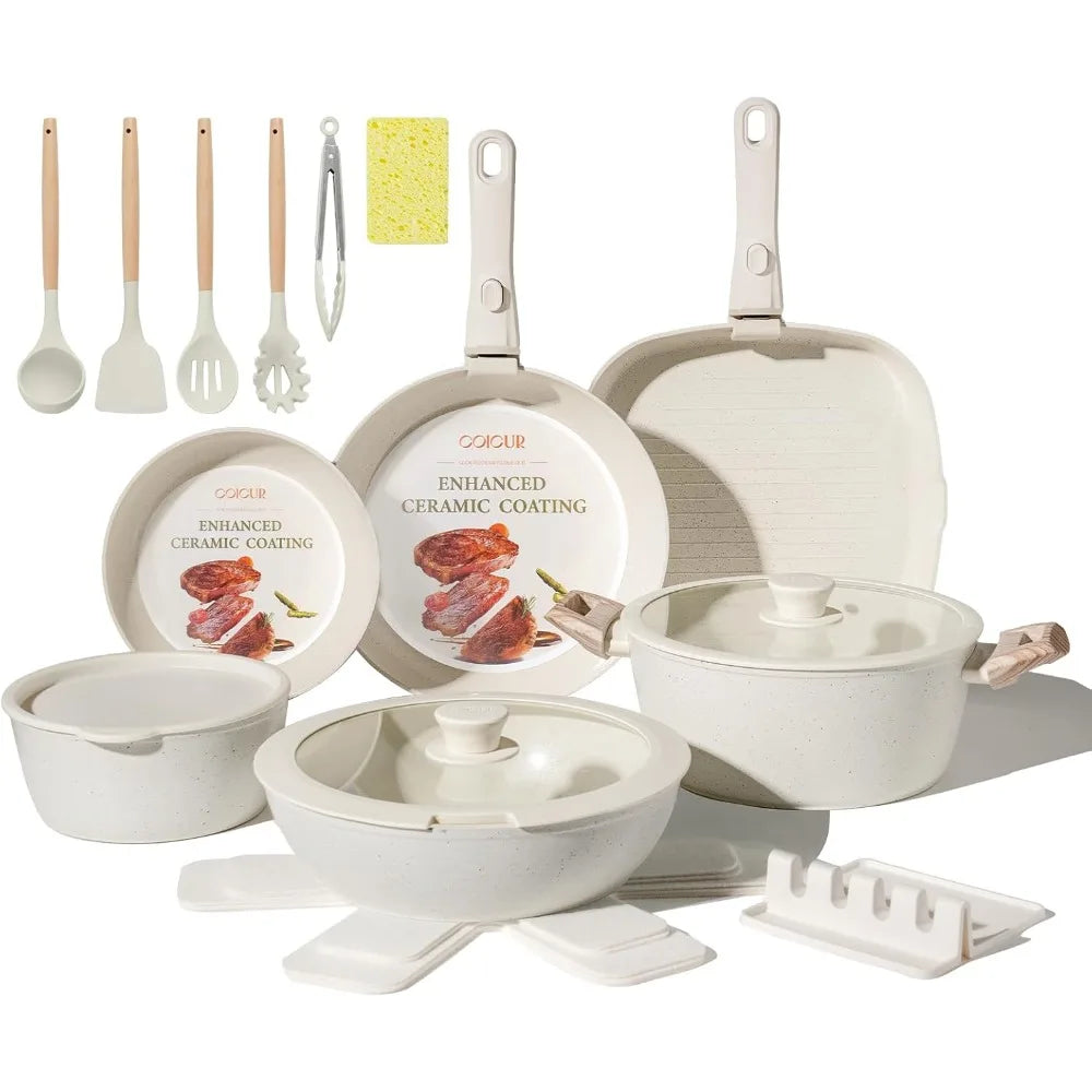 23Pcs Ceramic Cookware Set