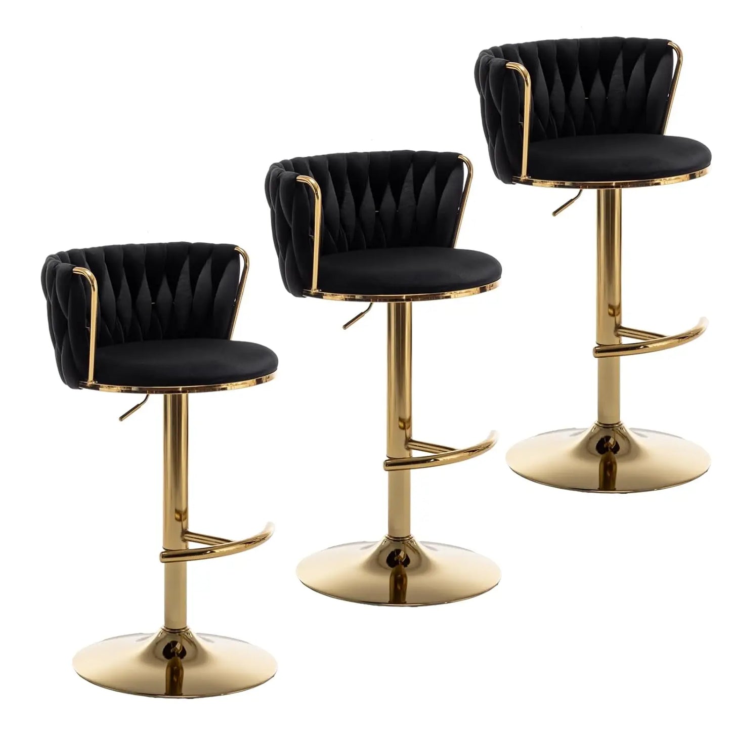 Gold Velvet Bar Stools Set of 3