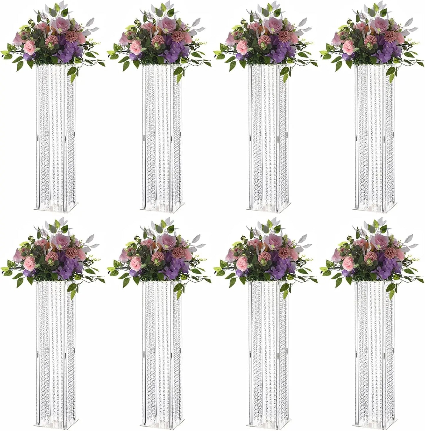 8PCS Acrylic Flower Stand with Crystals Beads