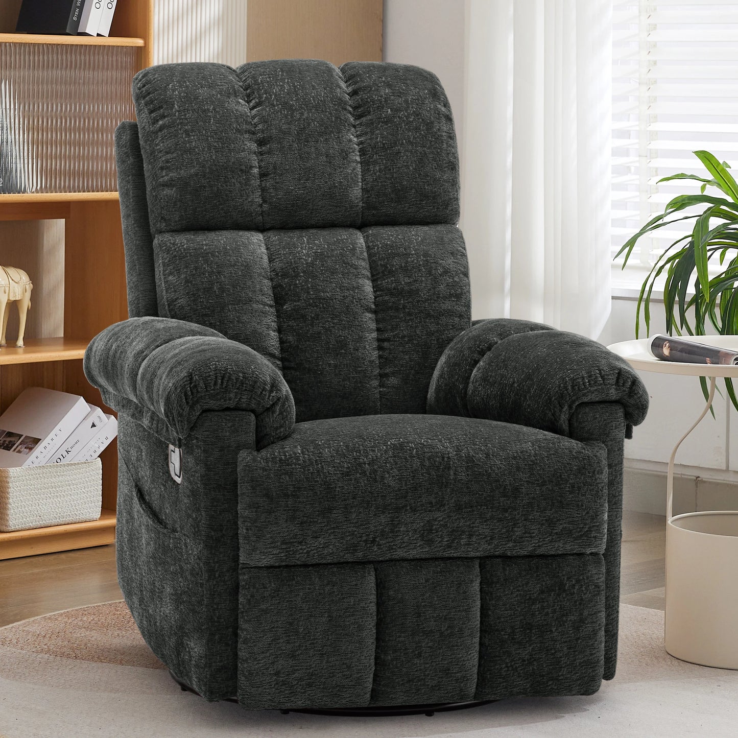 Swivel Rocker Recliner Chair With Side Pockets