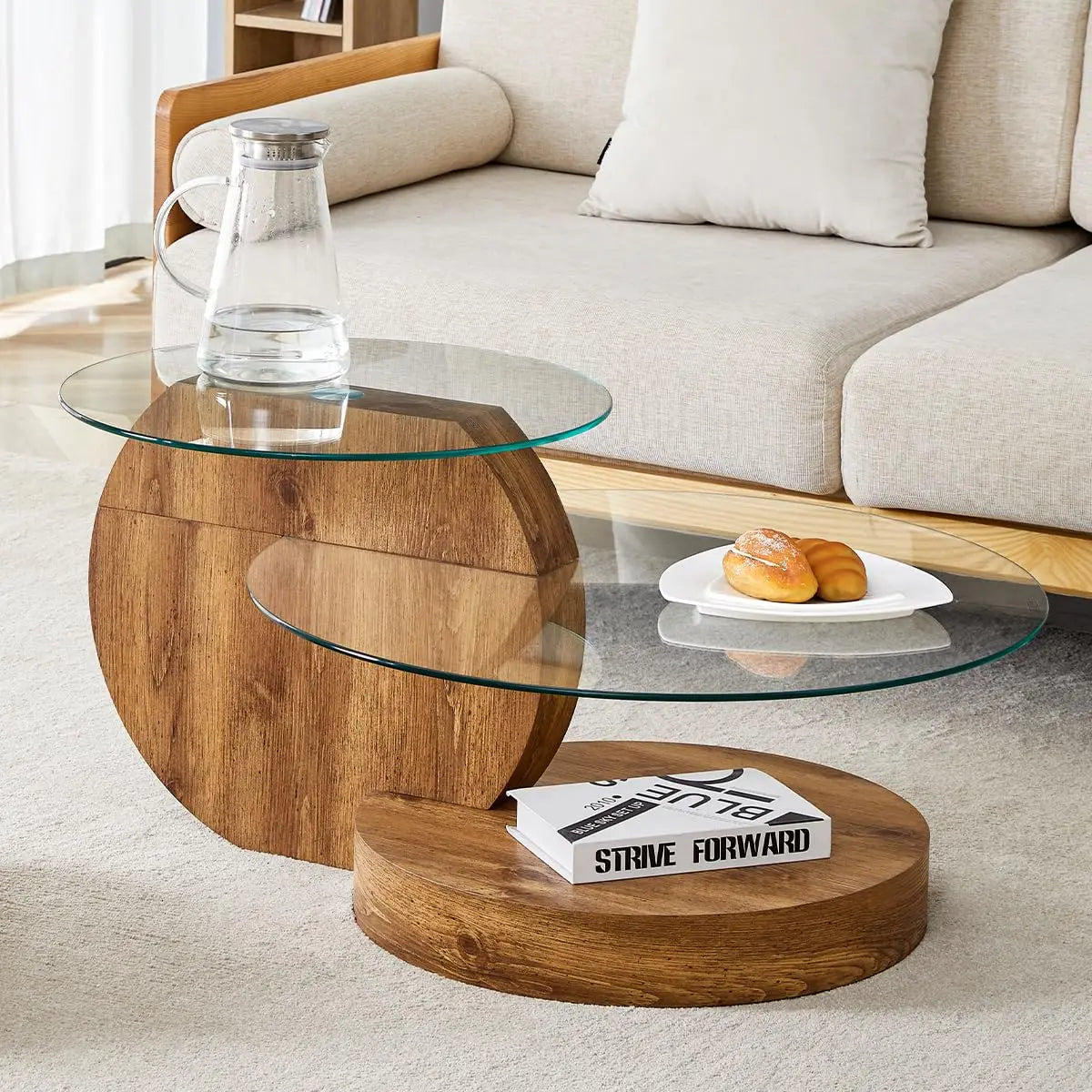 42" 3-Tier Round Glass Coffee Table