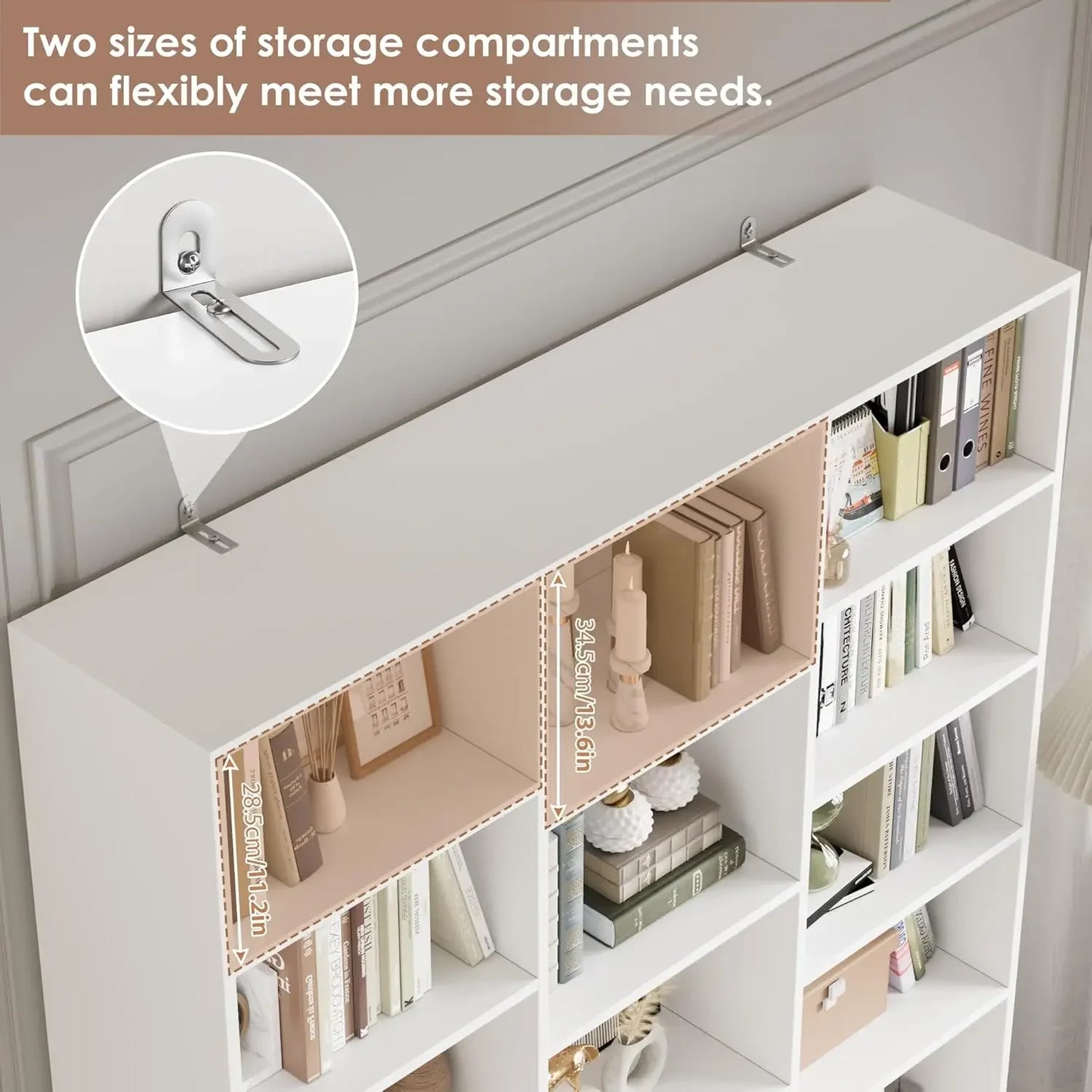 Triple Wide Bookshelf, 6 Tier74'' Tall