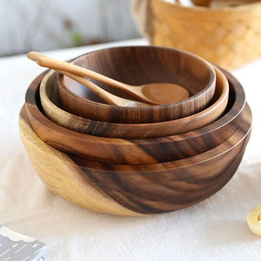 Salad Bowl Japanese Practical Wooden Soup Bowl