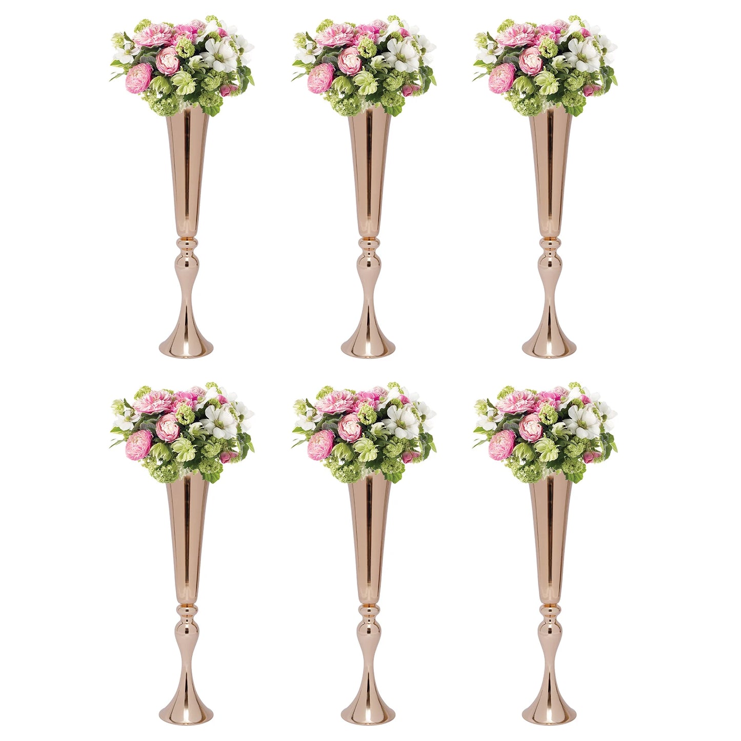 6 PCS Gold Trumpet Vases