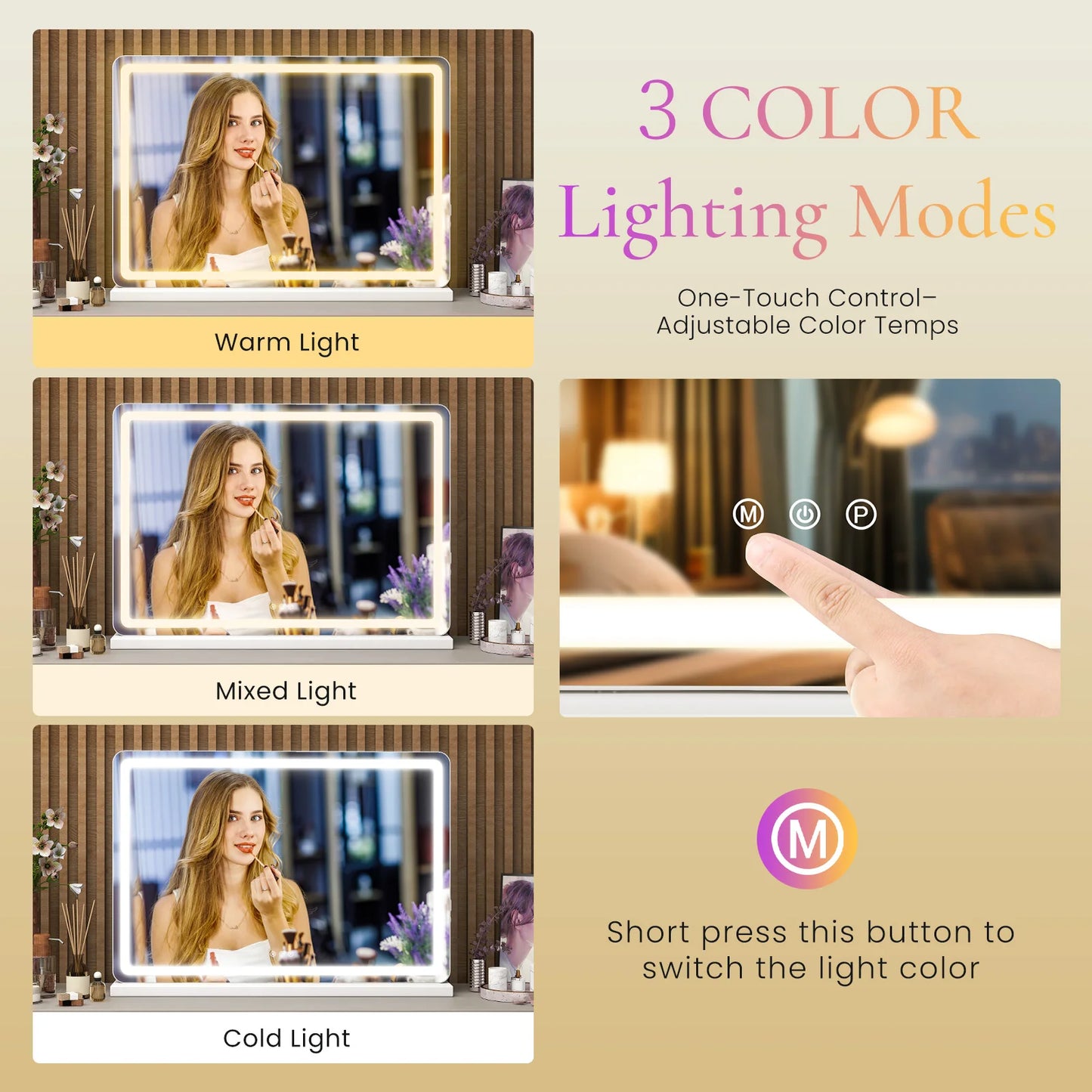 LED Vanity Mirror With Lights Aluminum Frame