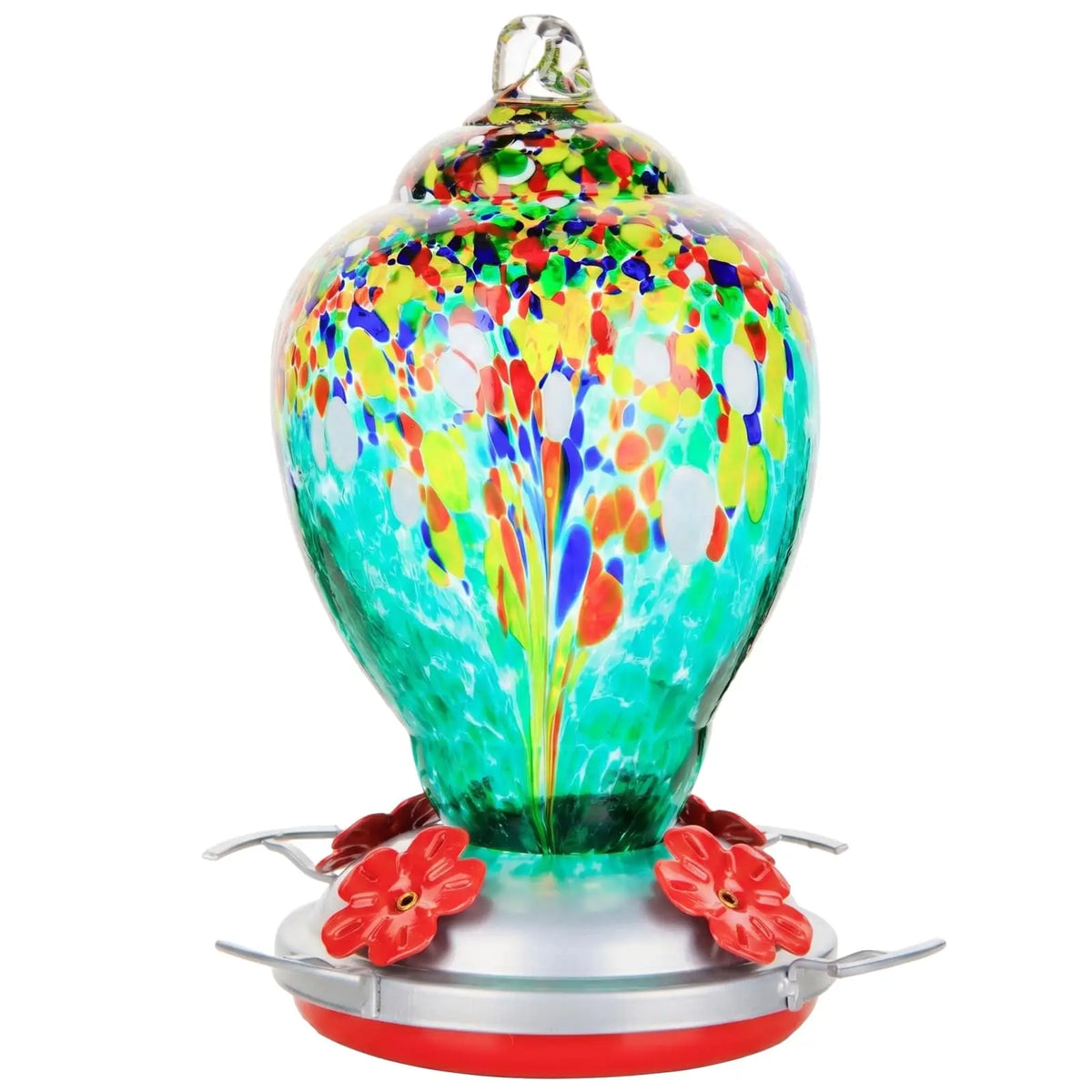 Hand Blown Glass Hummingbird Feeder