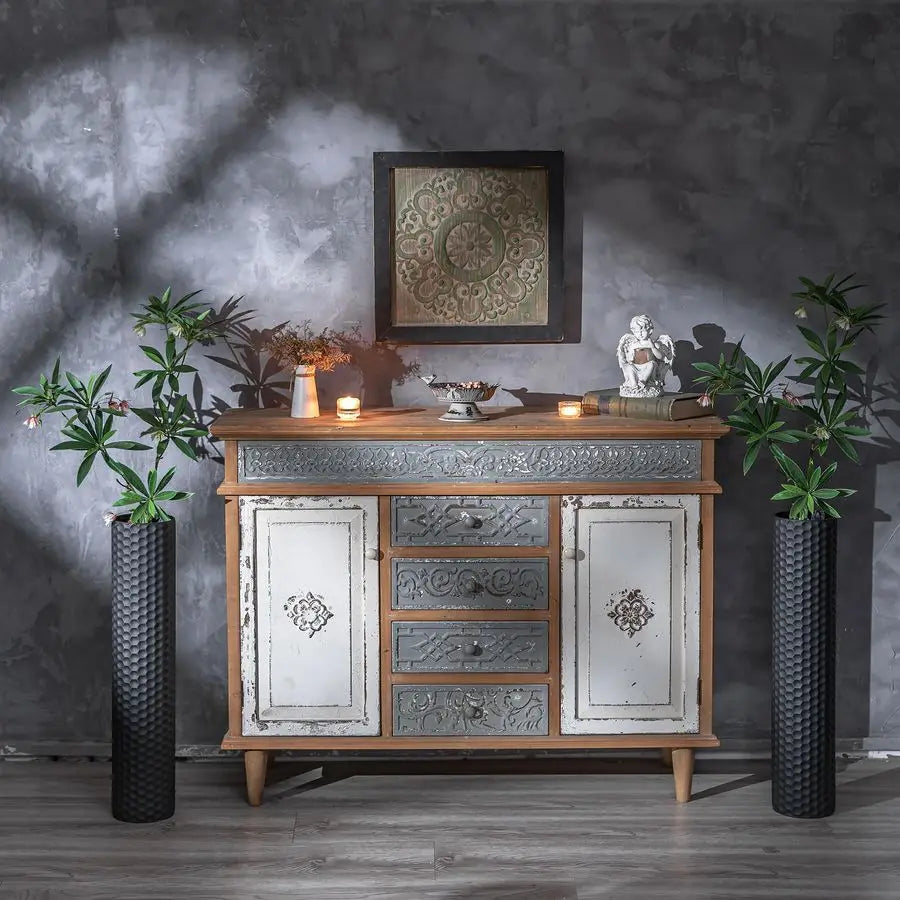 Black Tall Floor Vase 27.6in Metal