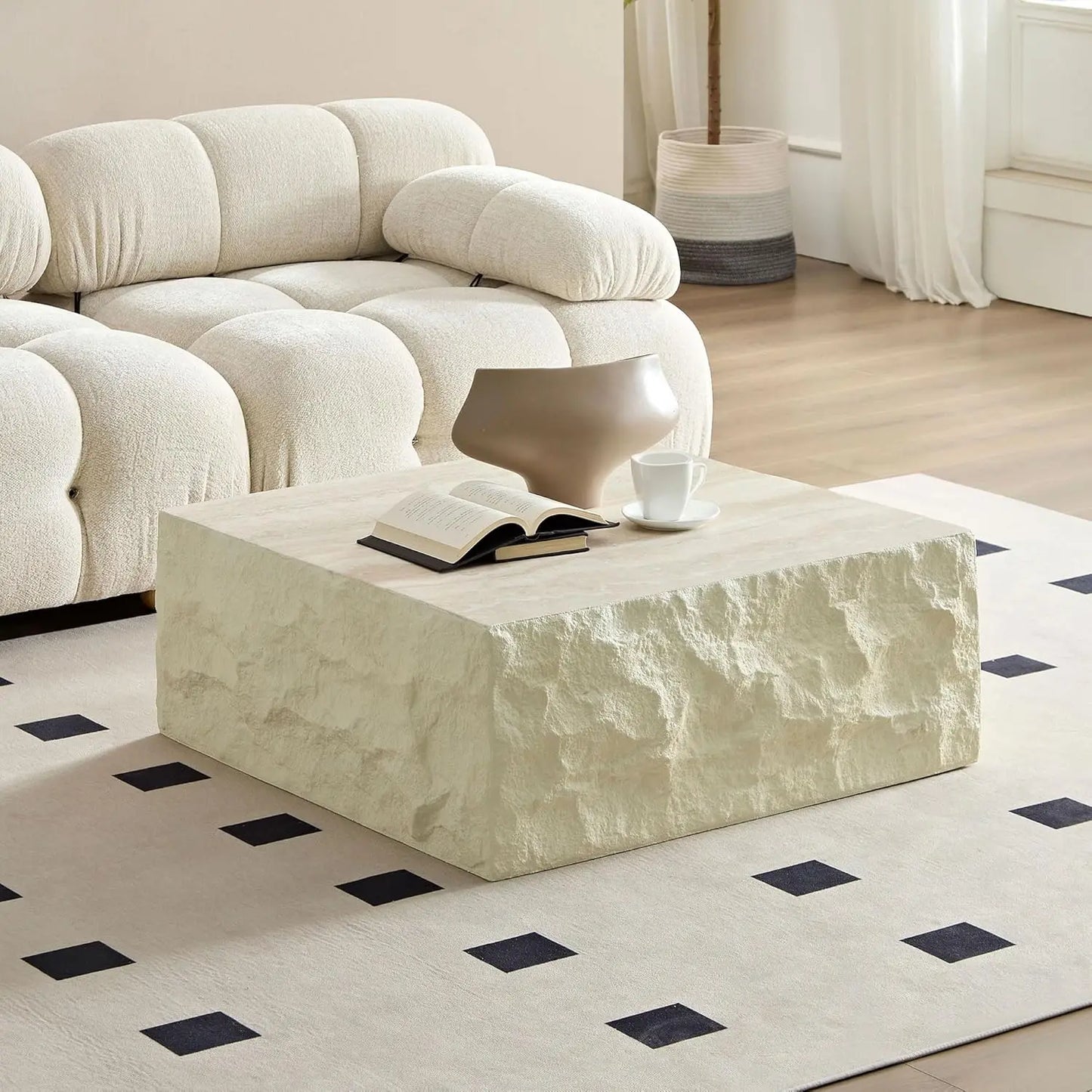 Modern Coffee Table with Silver Stainless Steel Pedestal