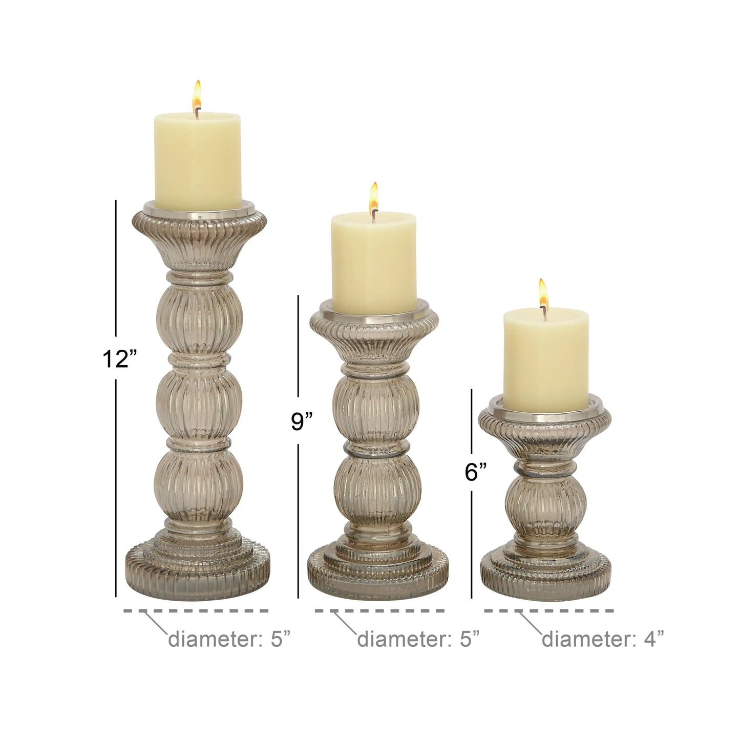 The Novogratz 3 Candle Gray Glass