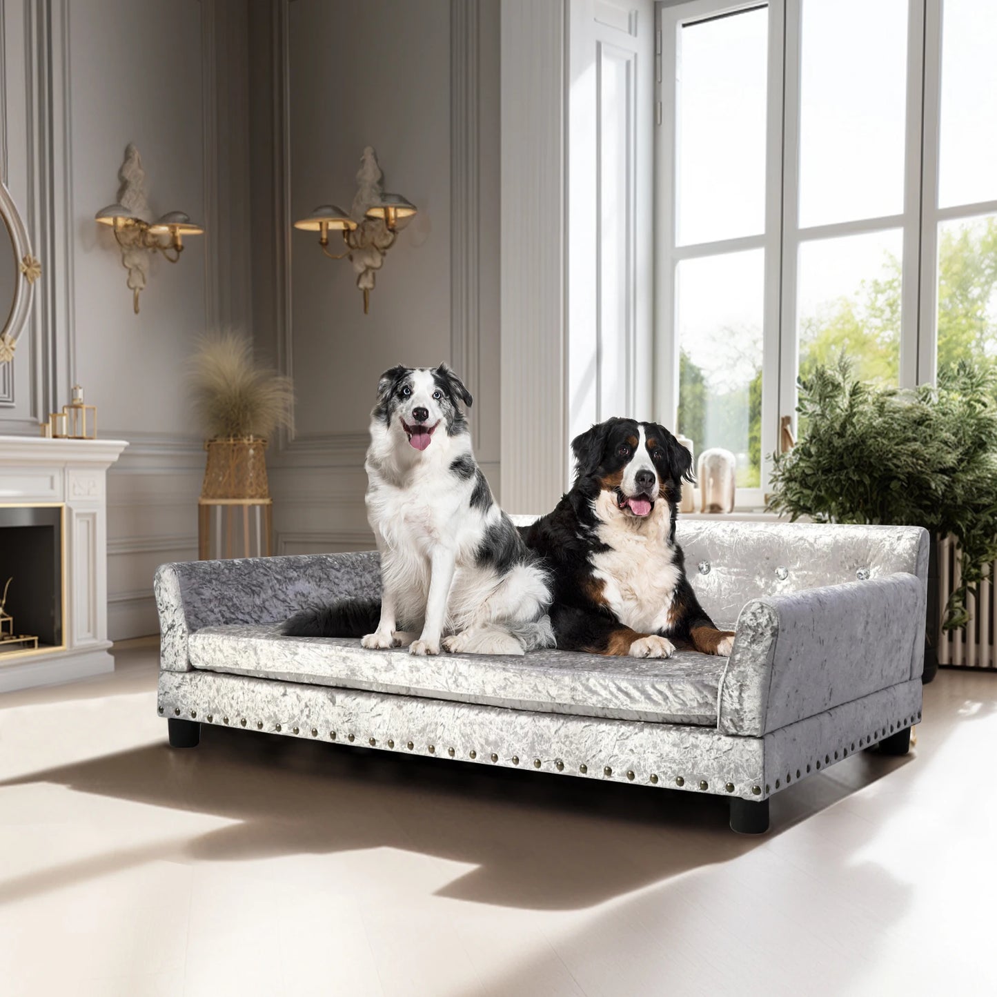 Velvet Upholstered Pet Lounge Chair