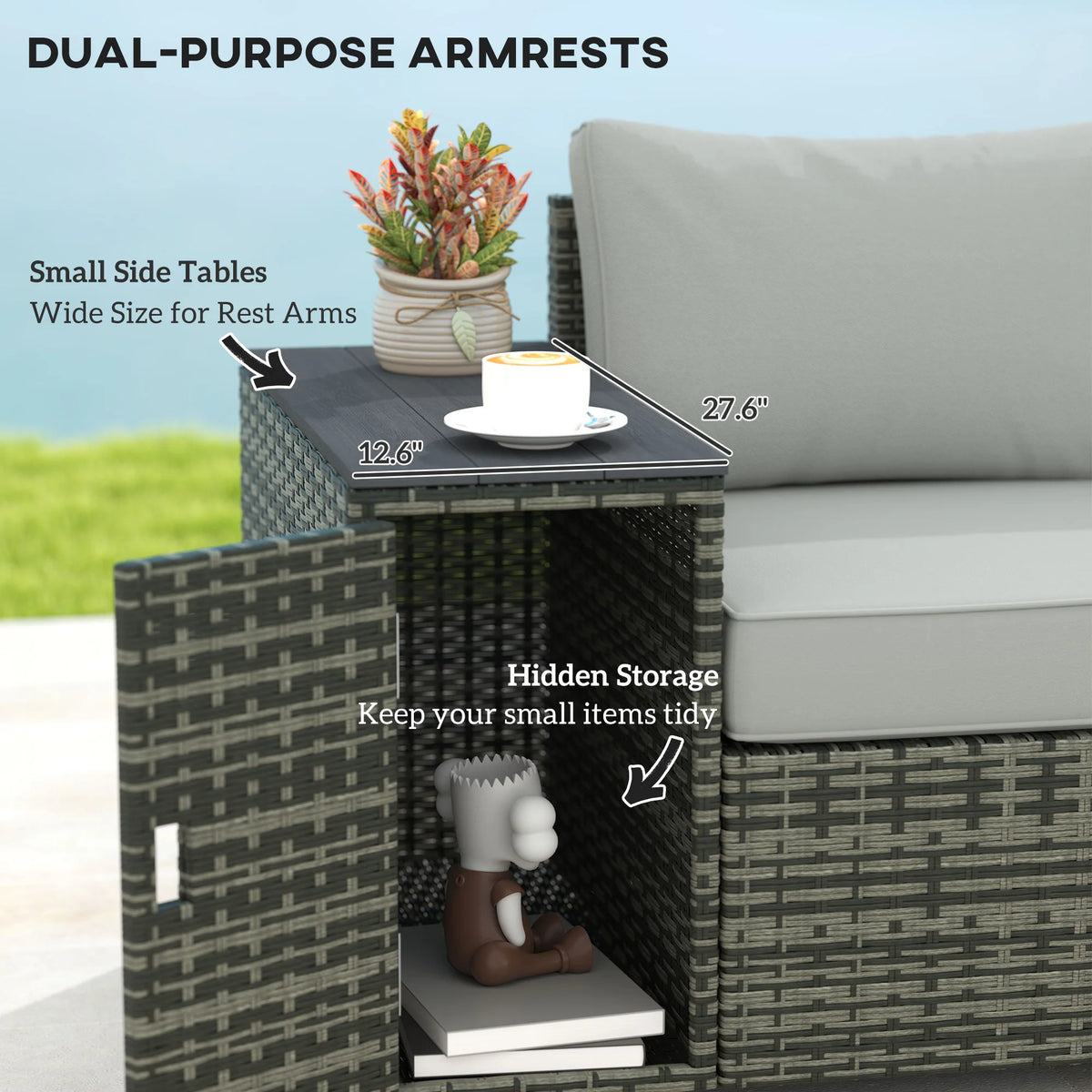 Wicker Outdoor Couch with Storage