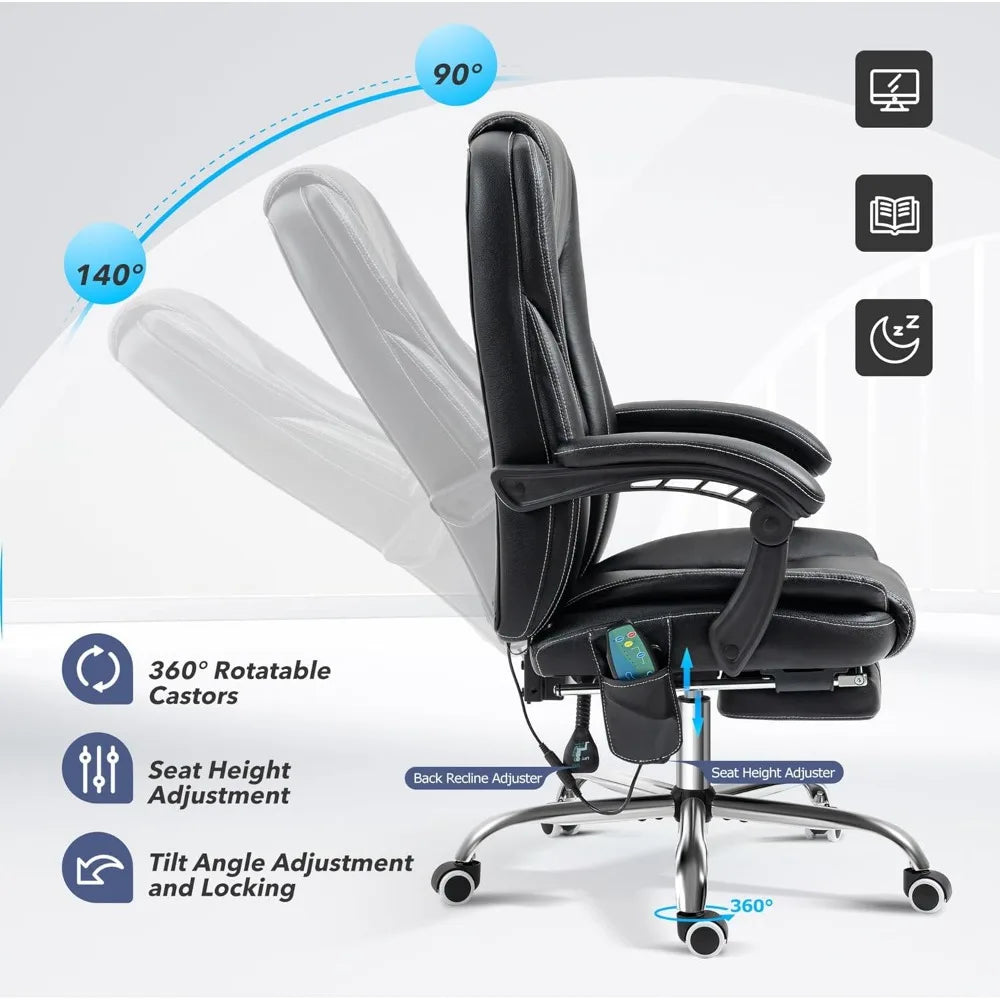 Reclining Massage Office Chair With Footrest