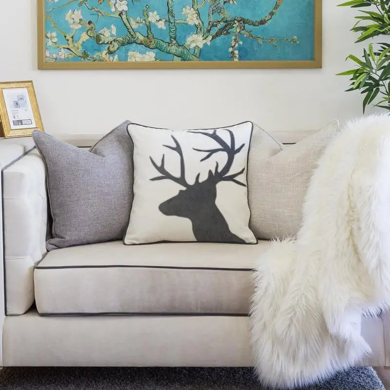 Holiday Reindeer Velvet Accent Pillow 20x20