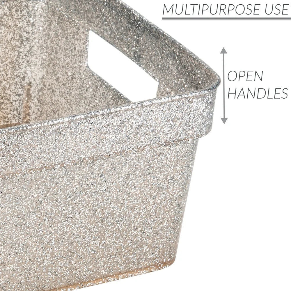 3 Pack Small Rectangle Glitter Storage Baskets