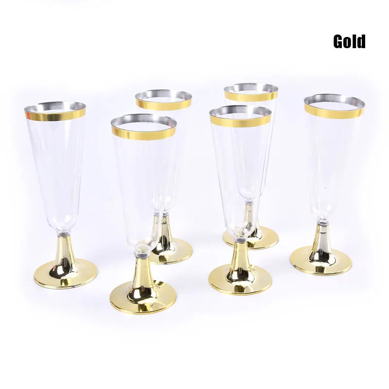 50Pc Plastic Disposable Red Wine, Champagne Flutes