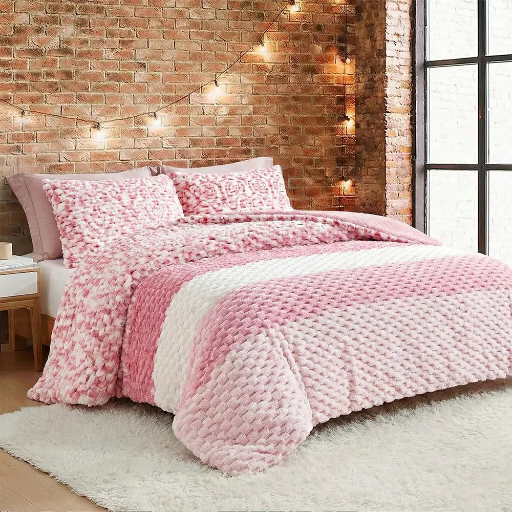 3 Pcs Luxury Faux Fur Rabbit Comforter Set
