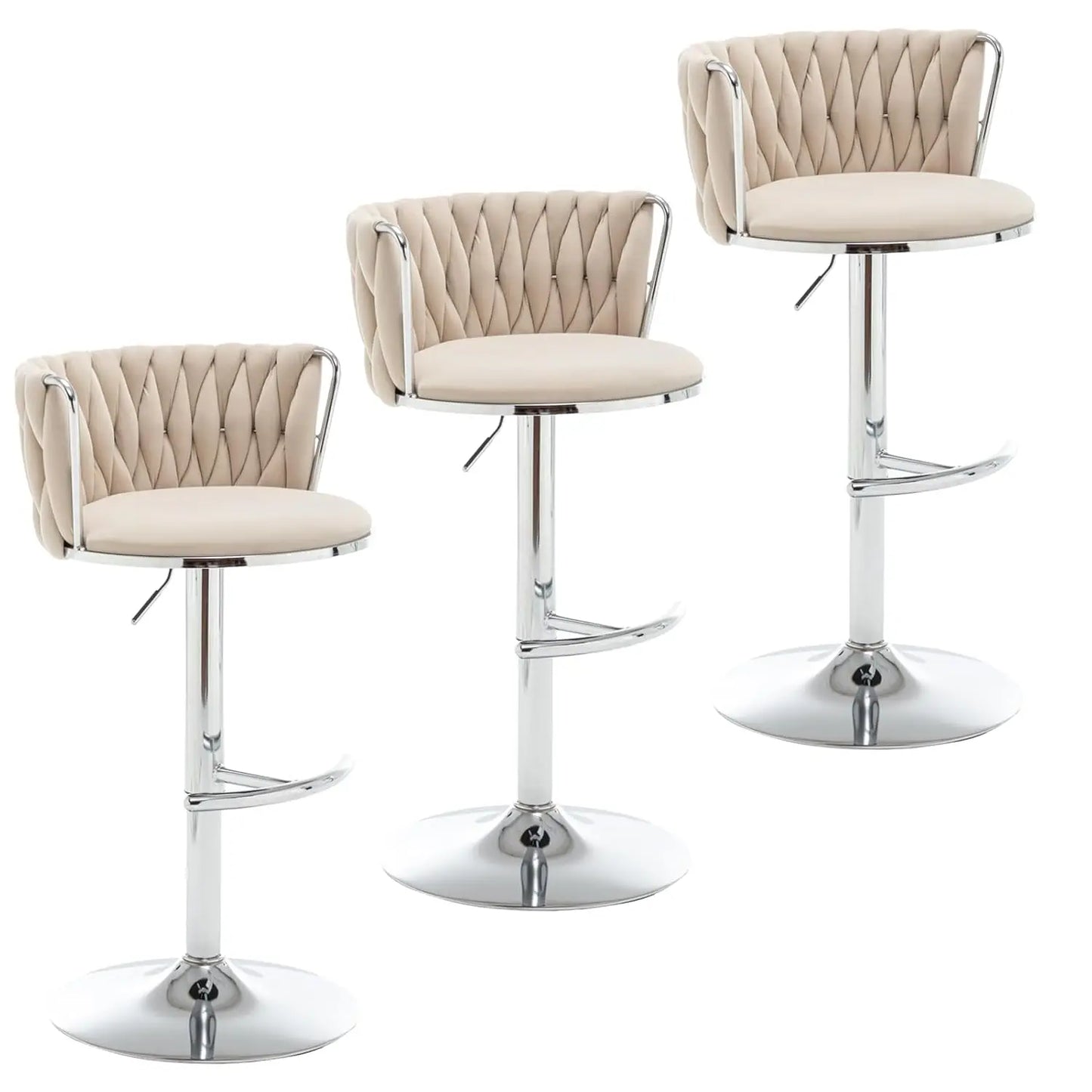 Gold Velvet Bar Stools Set of 3