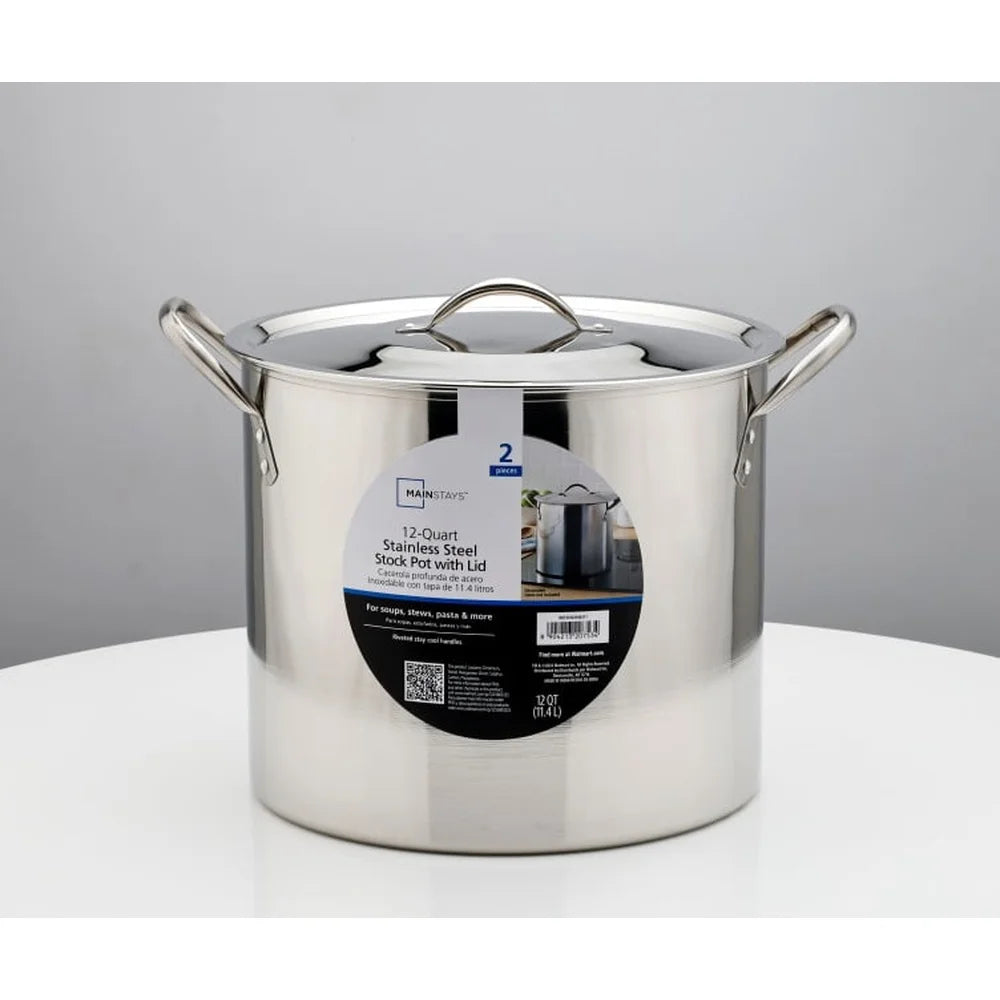 12 Quart Stainless Steel Stock Pot Heavy Duty