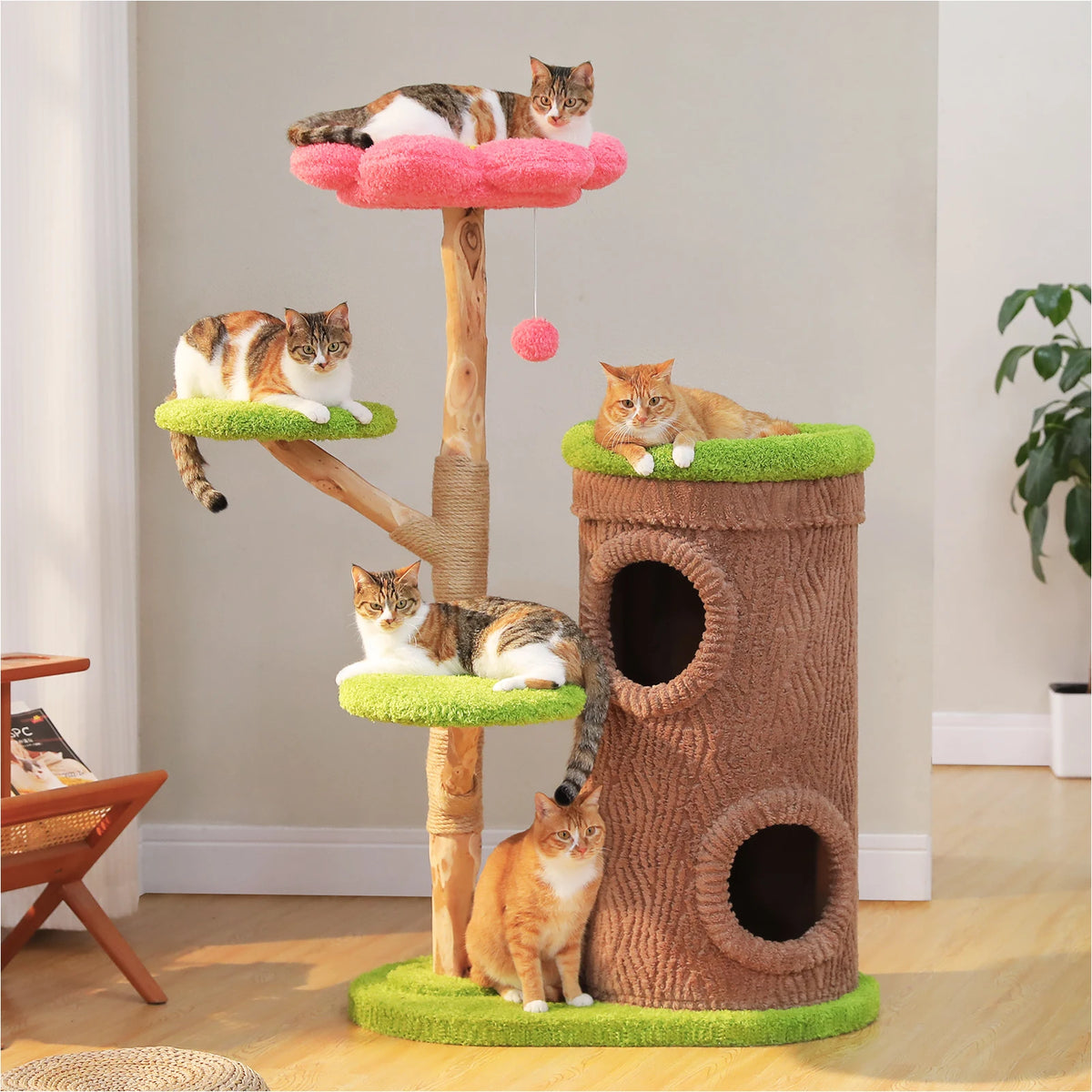 Large Cat Tree with 4 Spacious Condos