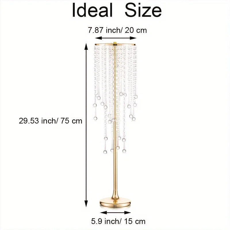 Set of Metal Gold Vases, Chandelier Crystal