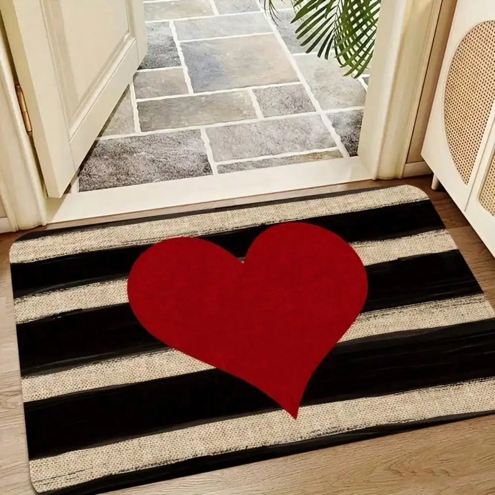Valentines Day Doormat Red Heart Rug Non-Slip