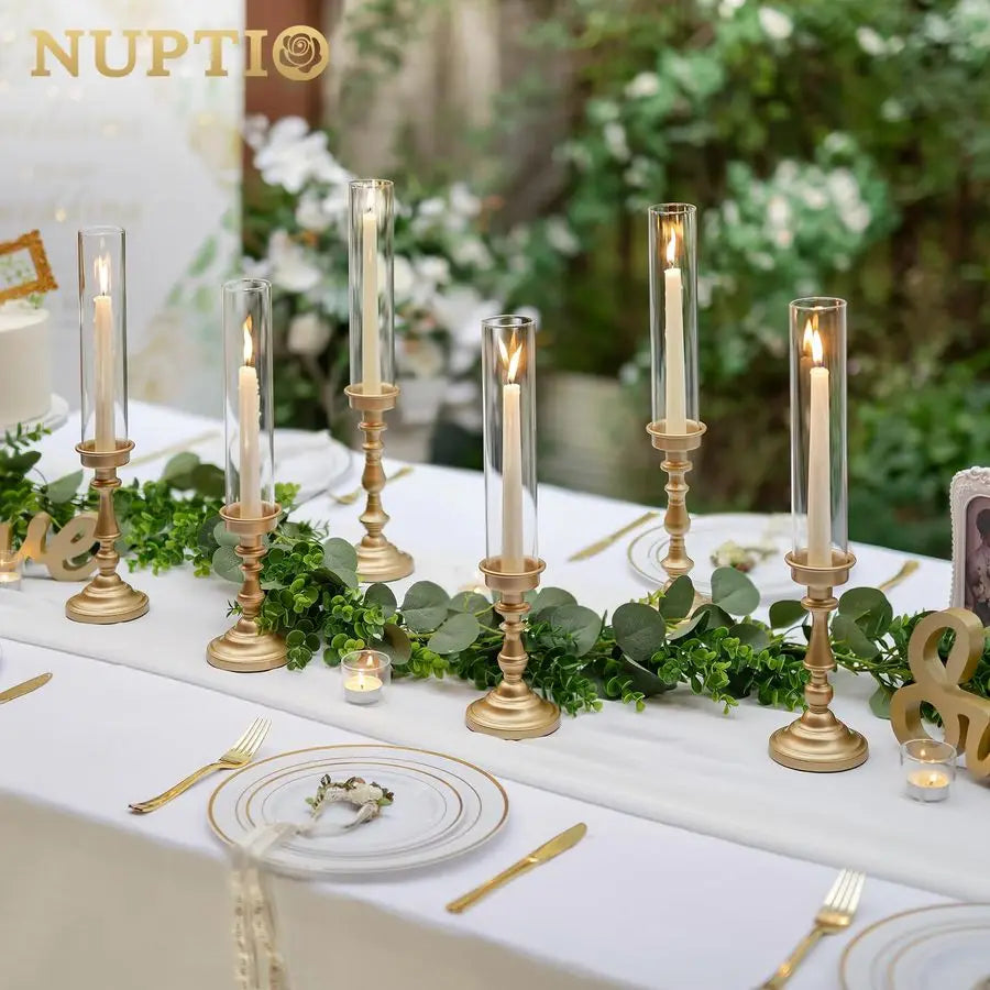 Gold Candlestick Holders Bulk Set Of 6