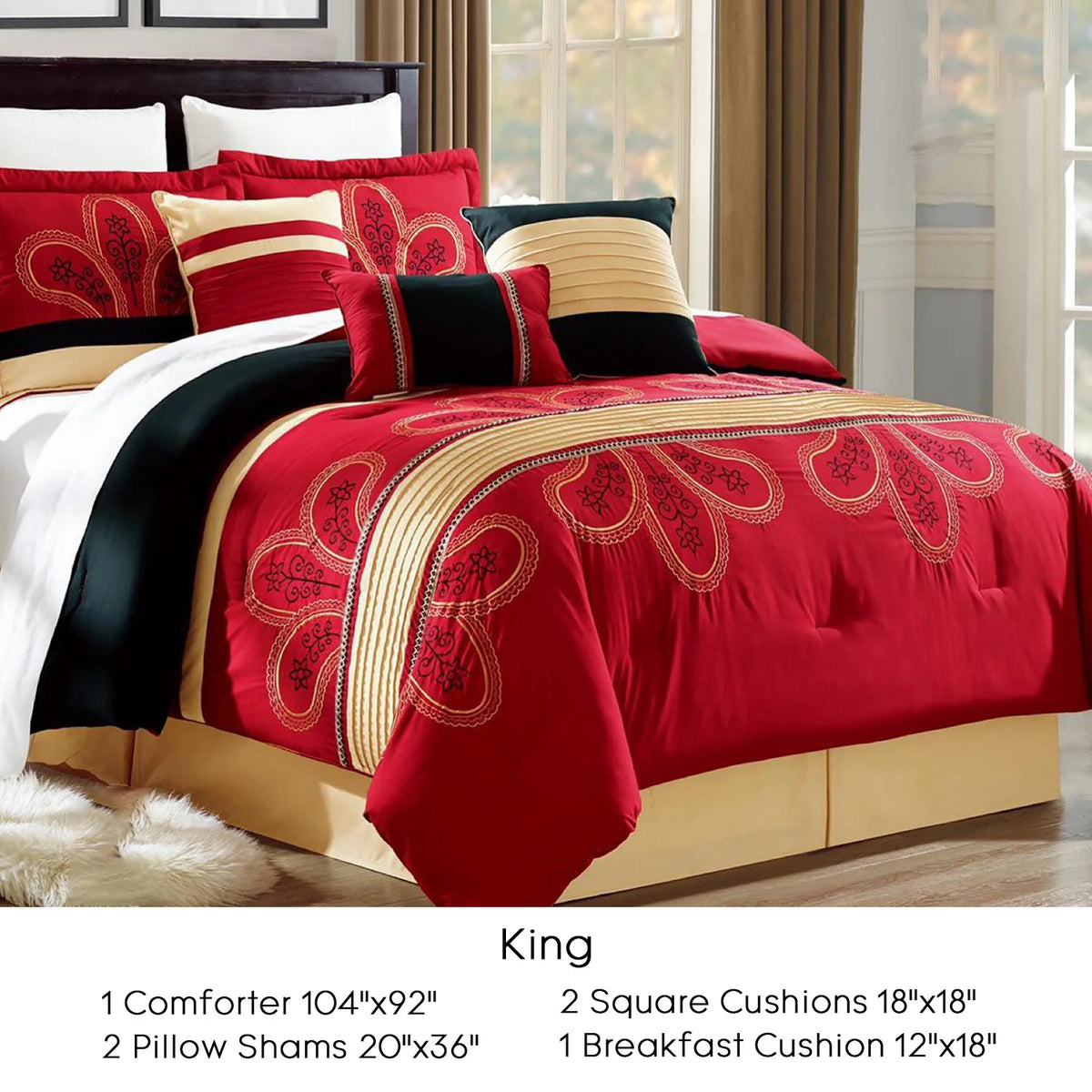 6 Pcs Patchwork Red Comforter Set