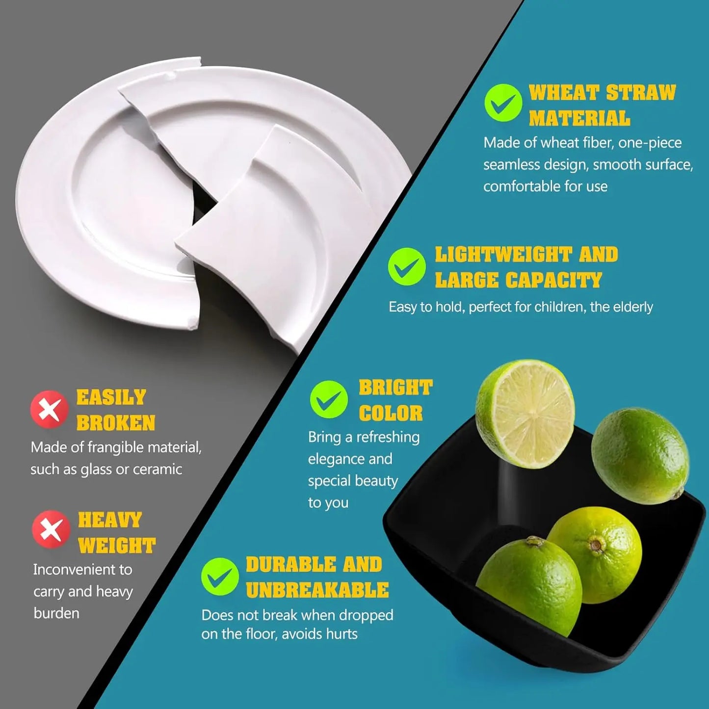 56-piece Flatware Kitchen Plastic Square Dinnerware