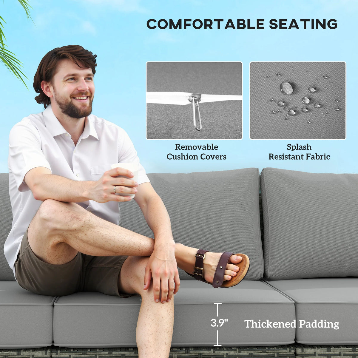 Wicker Outdoor Couch with Storage