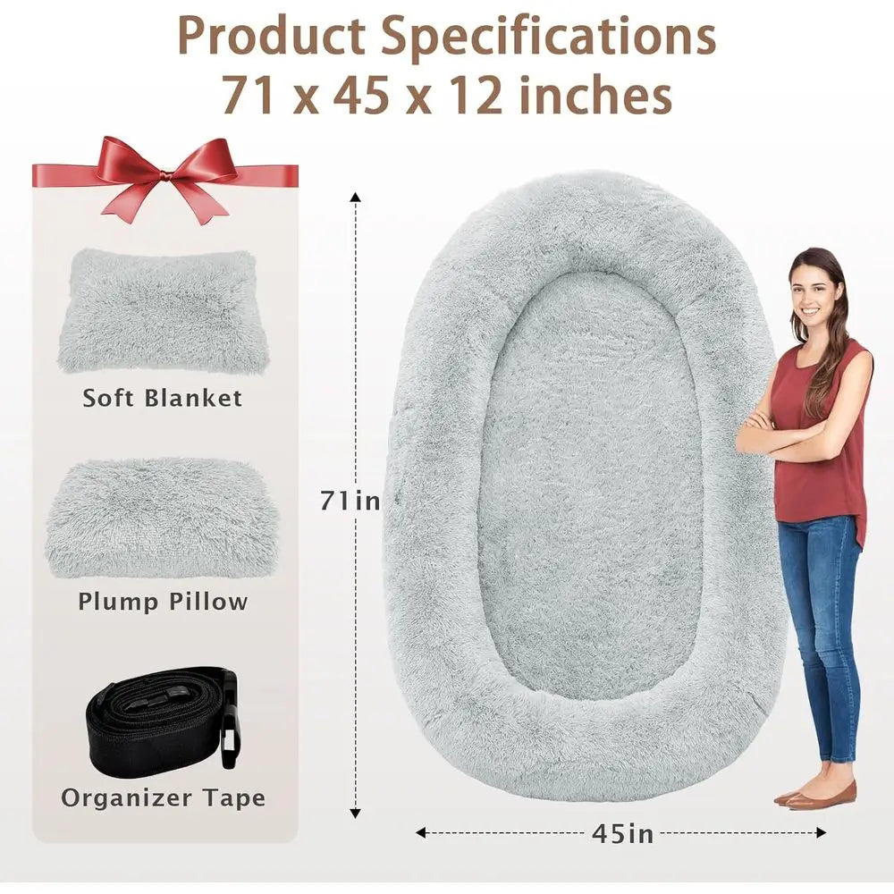 Oversized 71x45x12 Grey Memory Foam Dog Bed
