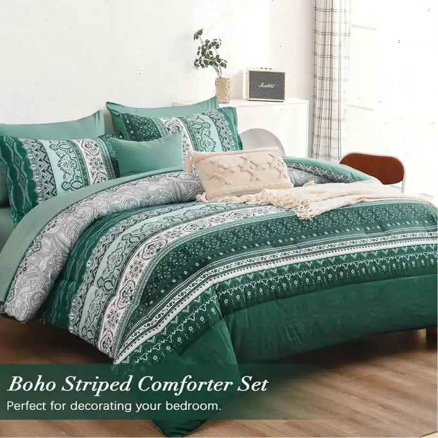 8PCS Boho Striped Comforter Set
