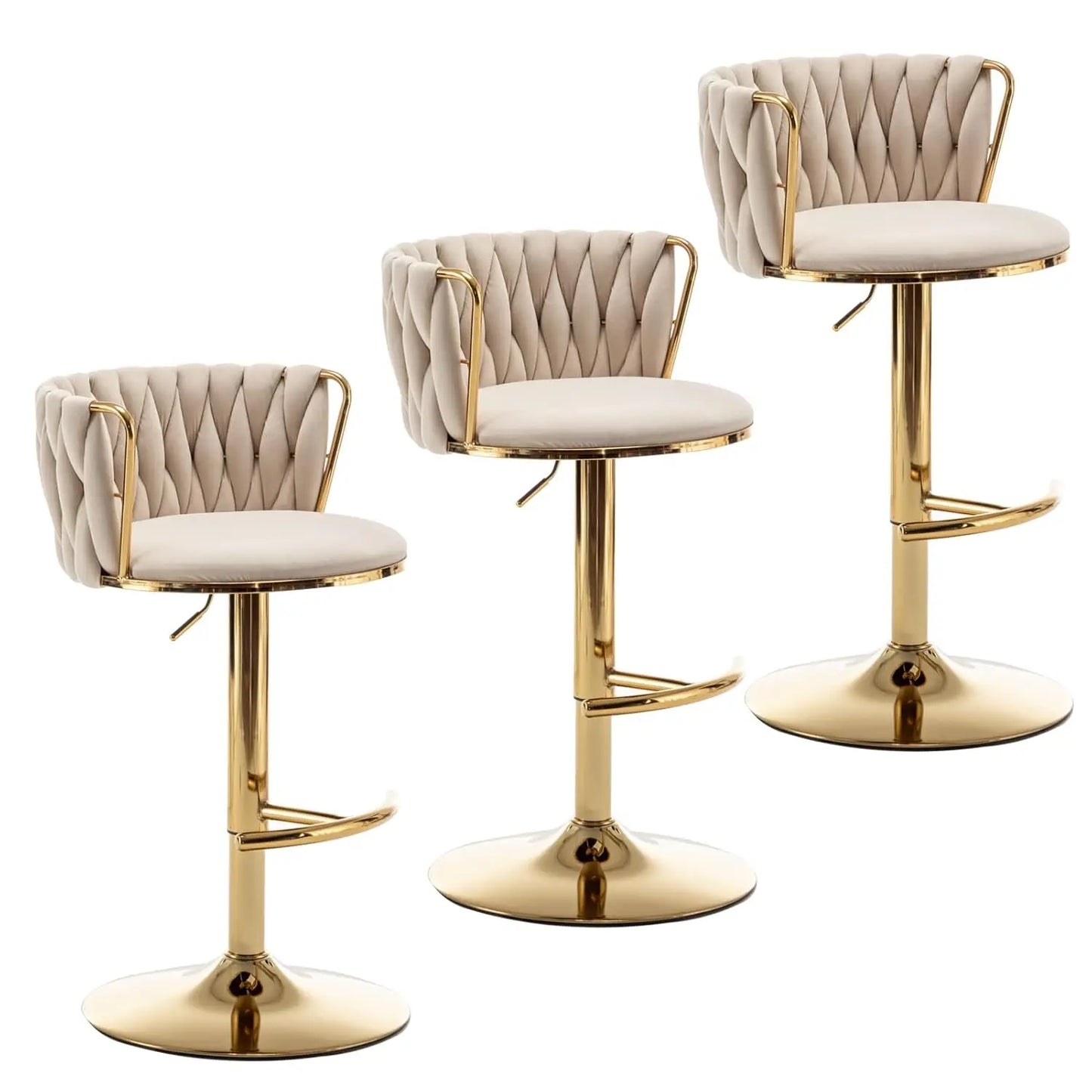 Gold Velvet Bar Stools Set of 3