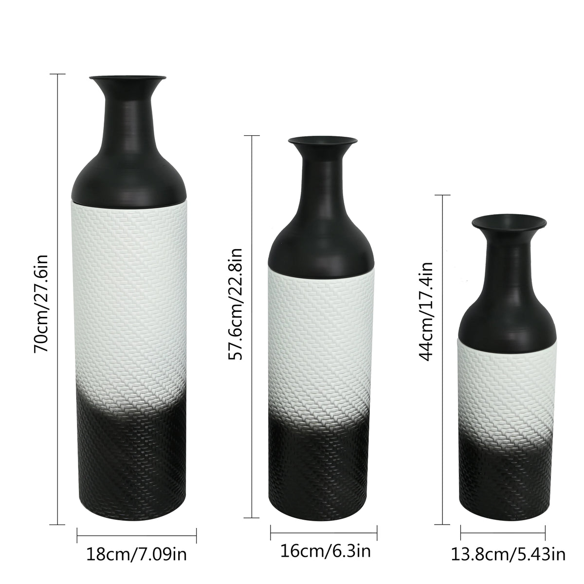 3-Tier Metal Floor Vases Set