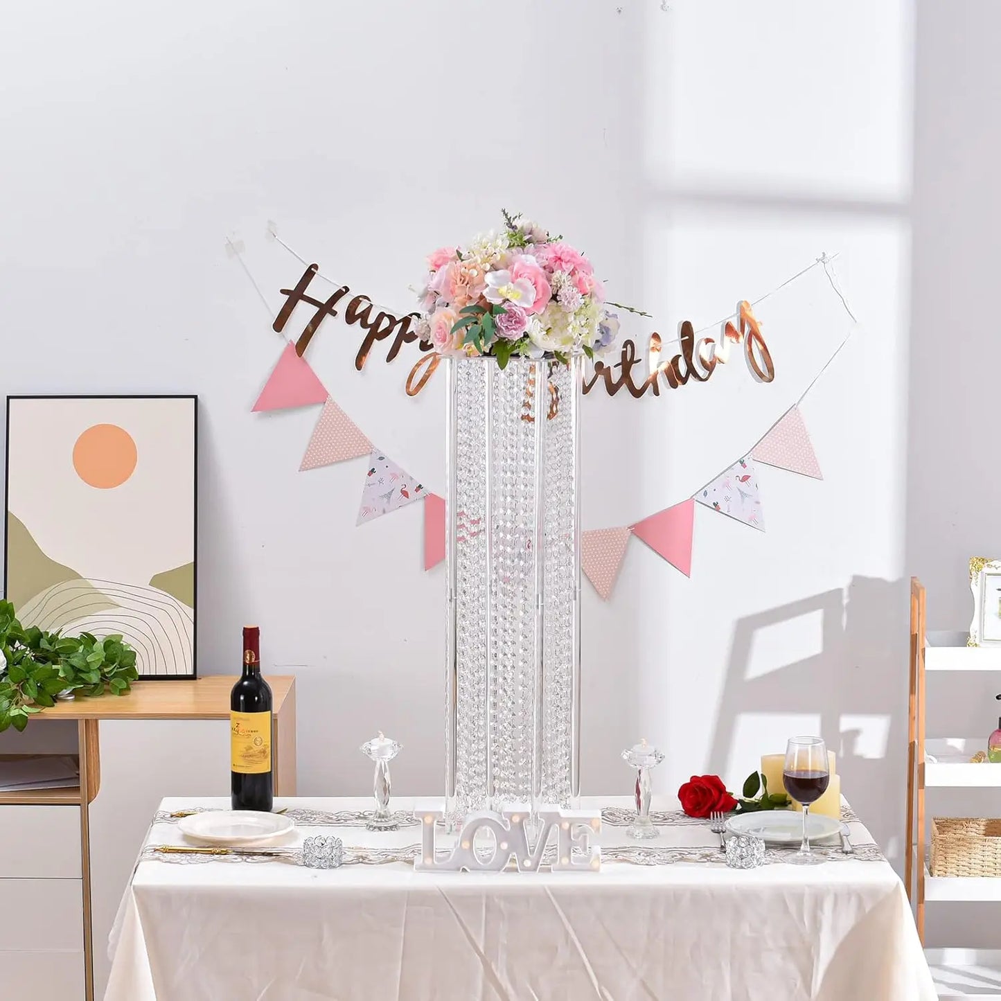 8PCS Acrylic Flower Stand with Crystals Beads