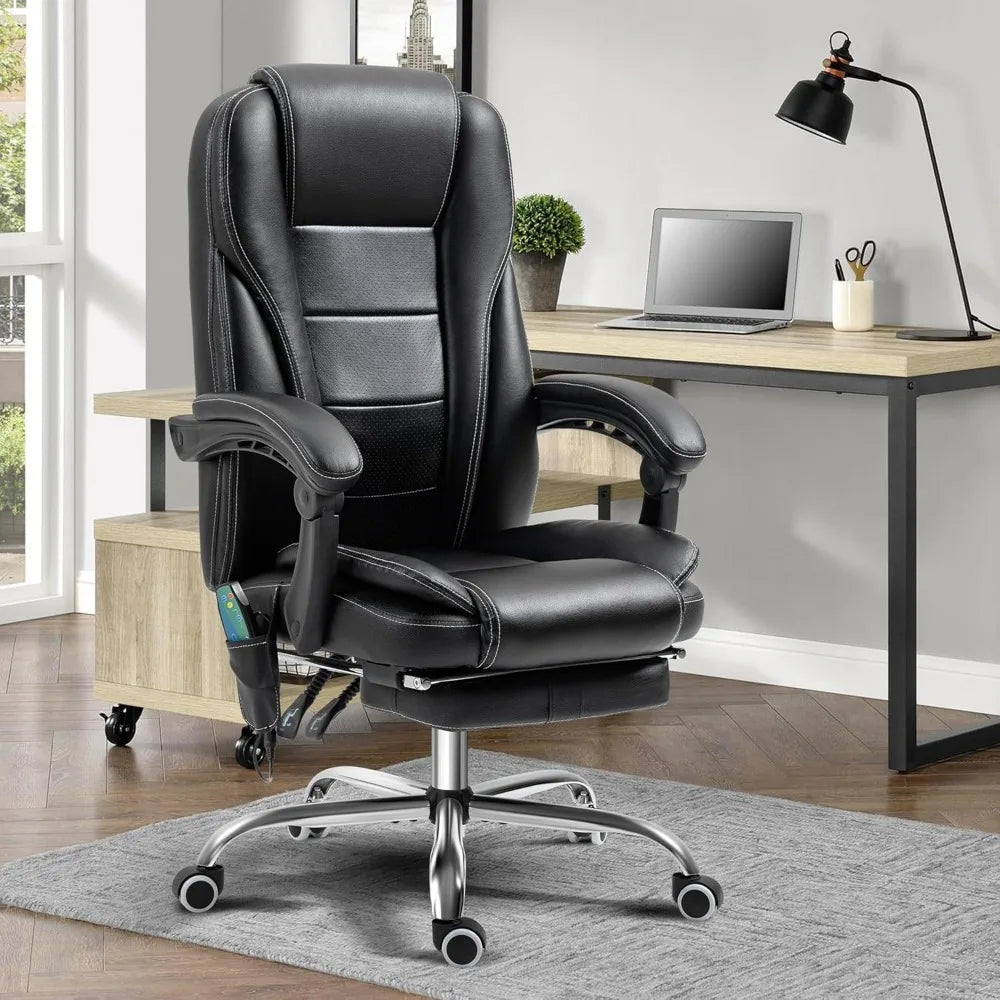 Reclining Massage Office Chair With Footrest