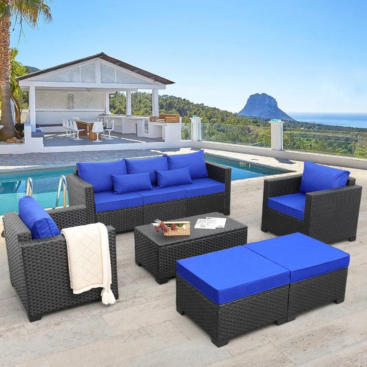 6 Pieces Patio Wicker Furniture Set
