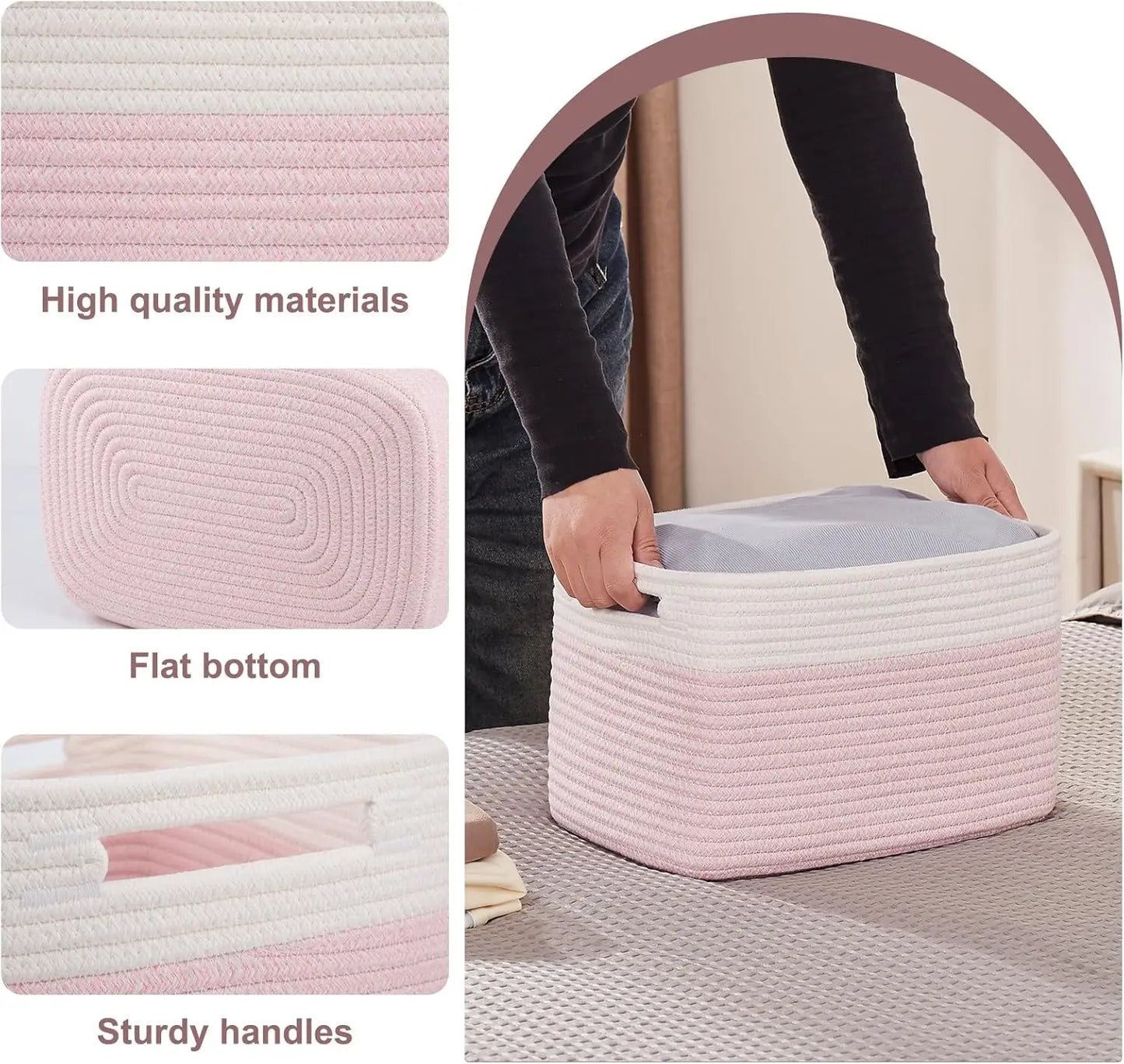 4 Pack Woven Storage Baskets With Handles