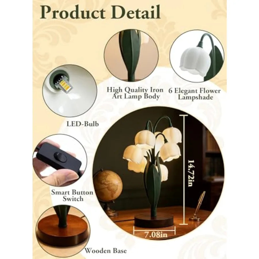 Flower Lamp, Bedside Vintage Table Lamps