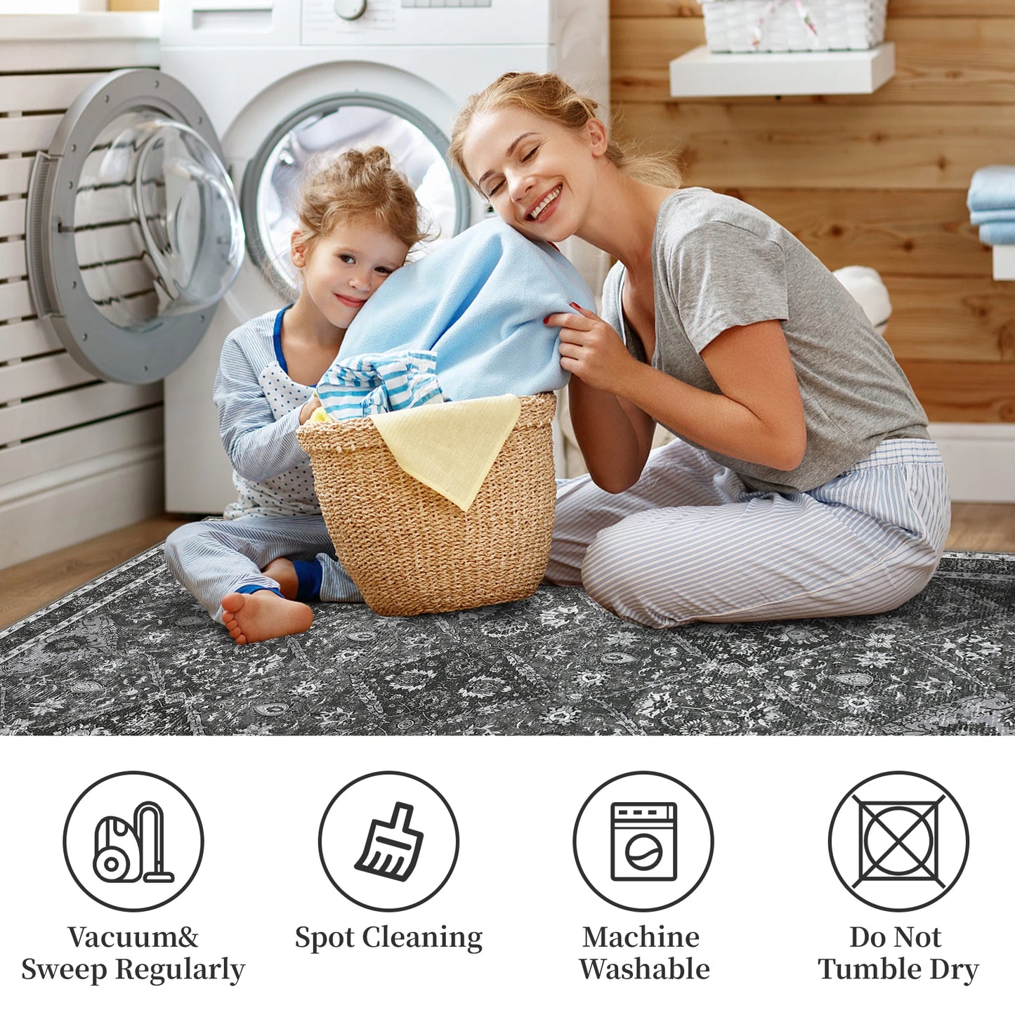 Machine Washable, Non-Slip,Stain & Water Resistant Rug