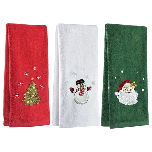 Classic Solid Xmas  Embroidery Bath Towel
