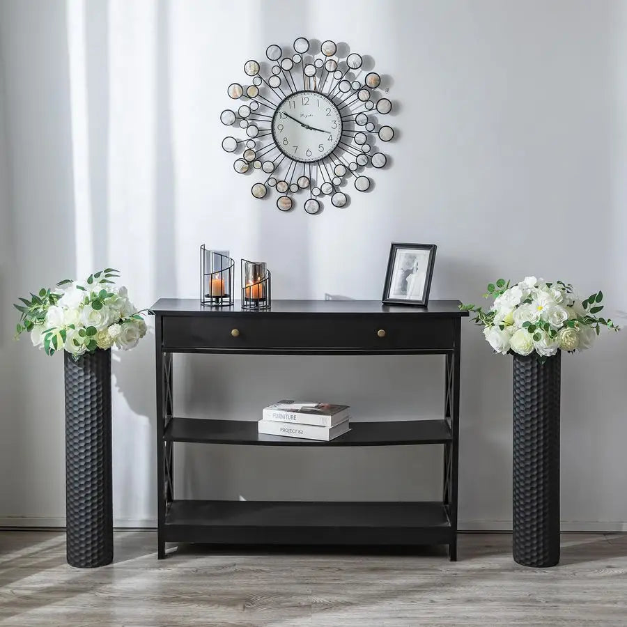 Black Tall Floor Vase 27.6in Metal