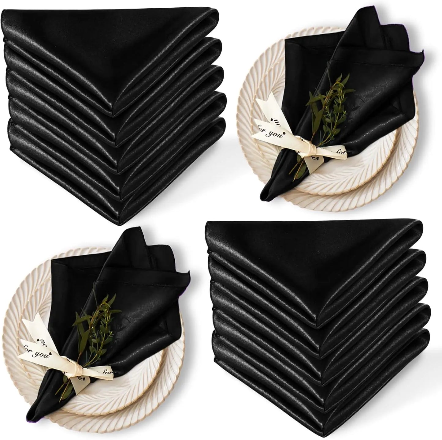 24 Pcs Satin Square Table Napkins